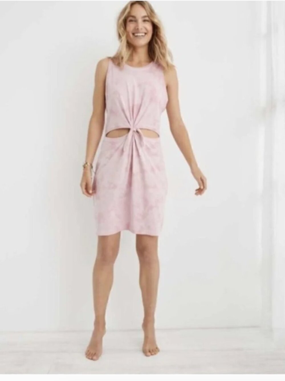 Aerie Cut Out Knot Jersey Sleeveless cut out sleeveless Tank Dress VSCO Girl  L